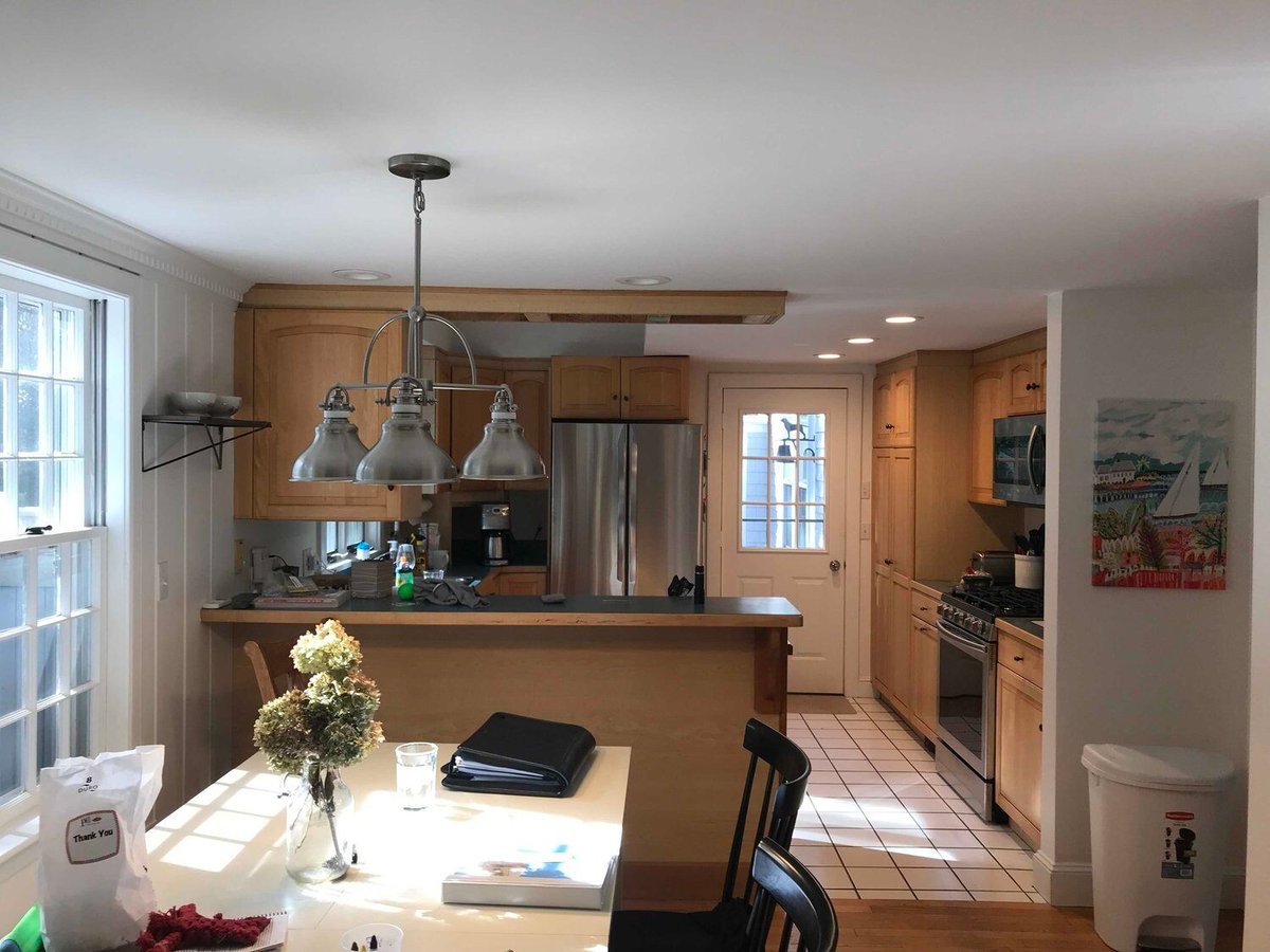 Spacious kitchen featuring oak wood cabinets and modern appliances, Centerville Kitchen Remodel, At Design Remodel, Mashpee