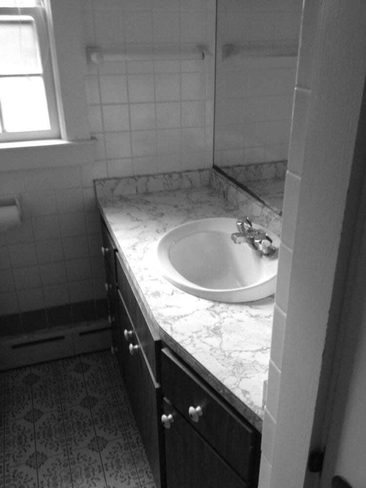 Compact bathroom sink and countertop installation in Pin Oak Bath, Mashpee