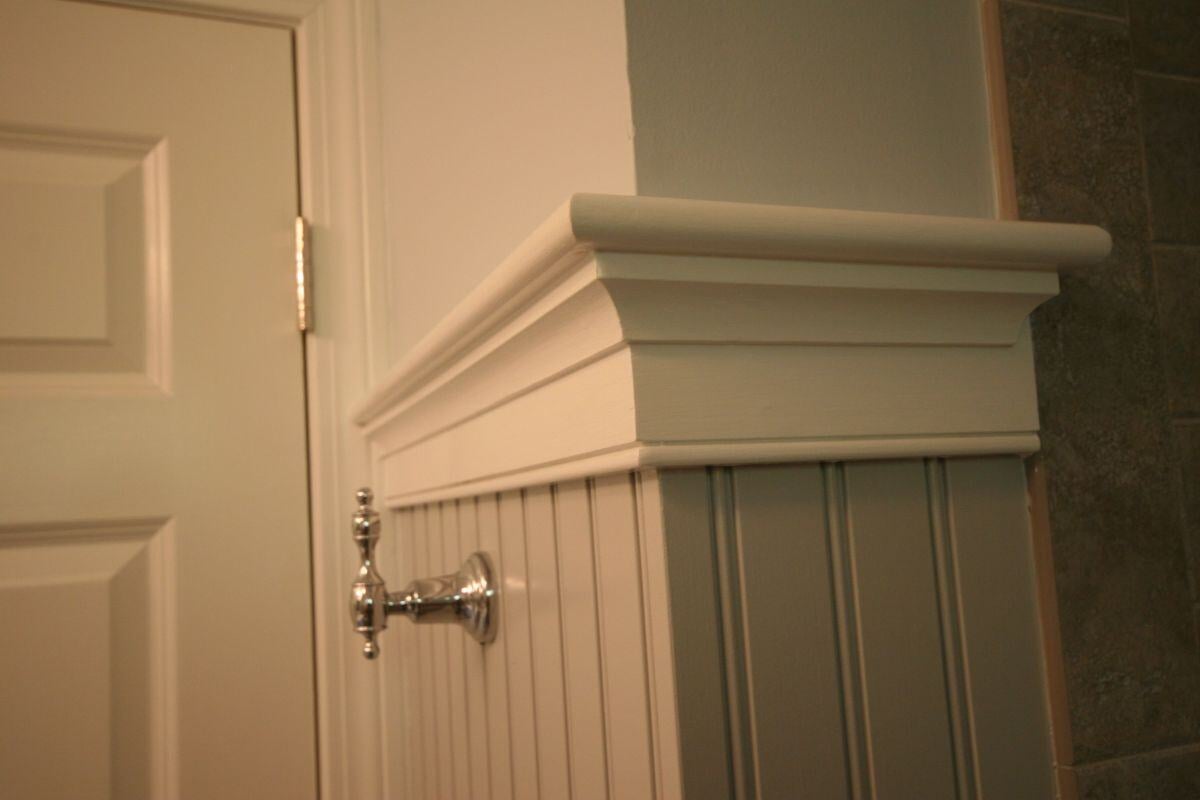 Textured tile floor detail in newly remodeled Mashpee bathroom