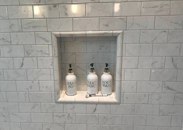custom tile shower niche for bottles