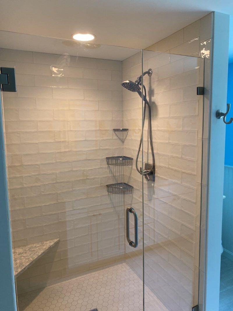 planned bathroom remodel completed with shower